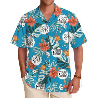 Tropical Hibiscus Custom Company Logo Hawaiian Shirt