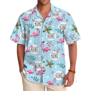 Tropical Flamingo Christmas Hawaiian Shirt with Custom Logo