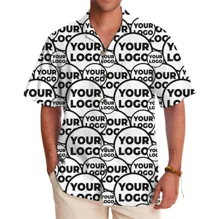 Multiple Custom Logo All Over Print Button Up Shirt