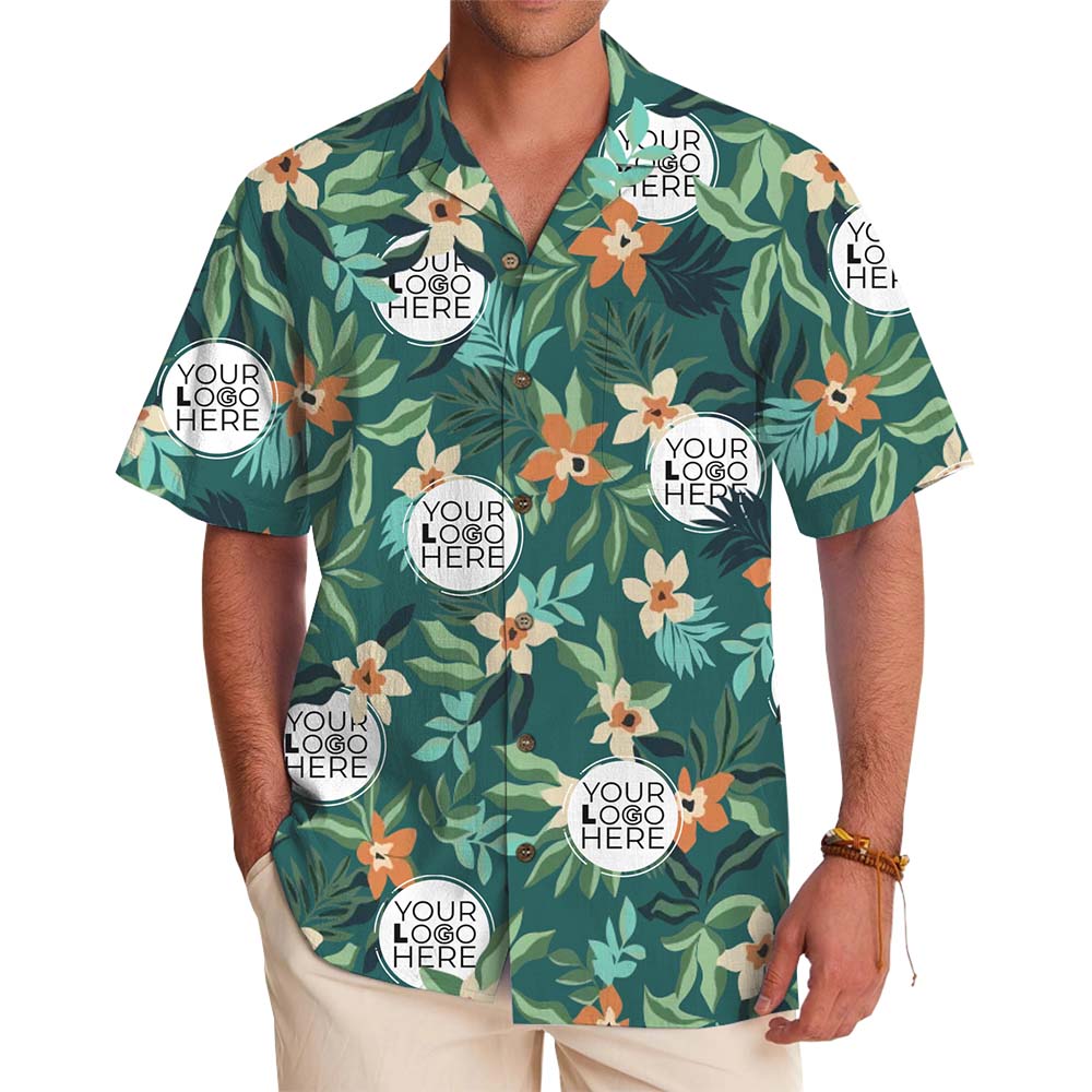 Elegant Floral Hawaiian Shirt With Custom Logo Printed - variant image 1