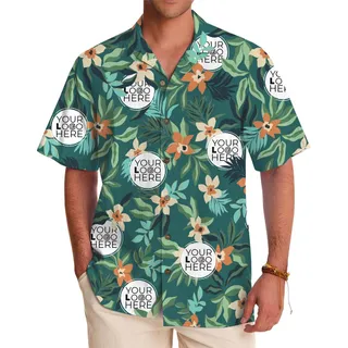 Elegant Floral Hawaiian Shirt With Custom Logo Printed