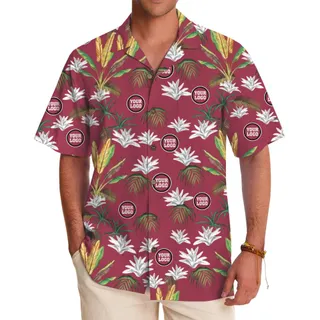 Tropical Flora Custom Logo Hawaiian Shirt With Live Preview