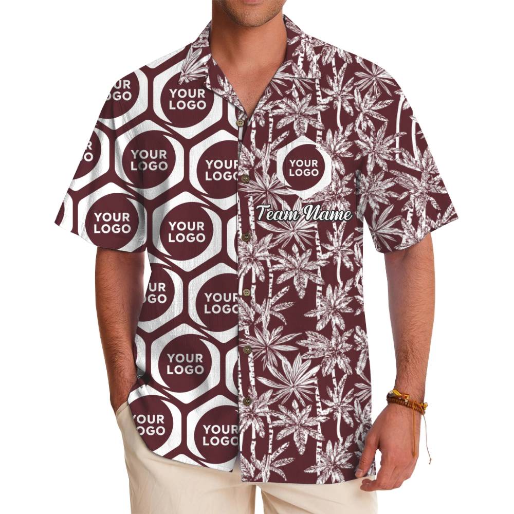 Custom Logo and Team Name Palm Tree Split Pattern Hawaiian Shirt - variant image 1