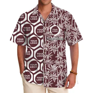 Custom Logo and Team Name Palm Tree Split Pattern Hawaiian Shirt