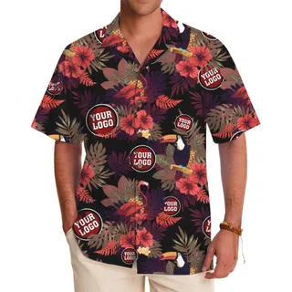 Tropical Toucan and Flamingo Custom Logo Hawaiian Shirt