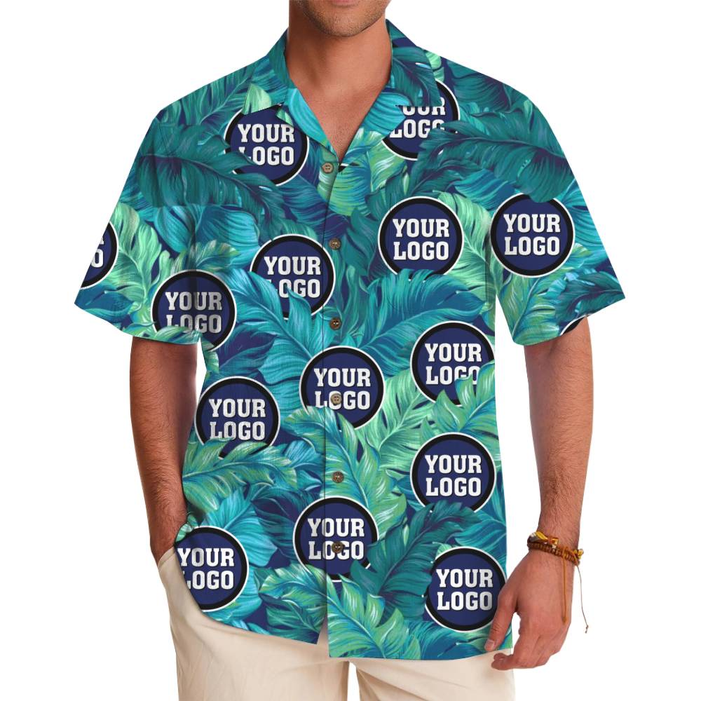 Tropical Leaf Custom Logo Hawaiian Shirt With Preview - variant image 1