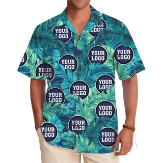 Tropical Leaf Custom Logo Hawaiian Shirt With Preview