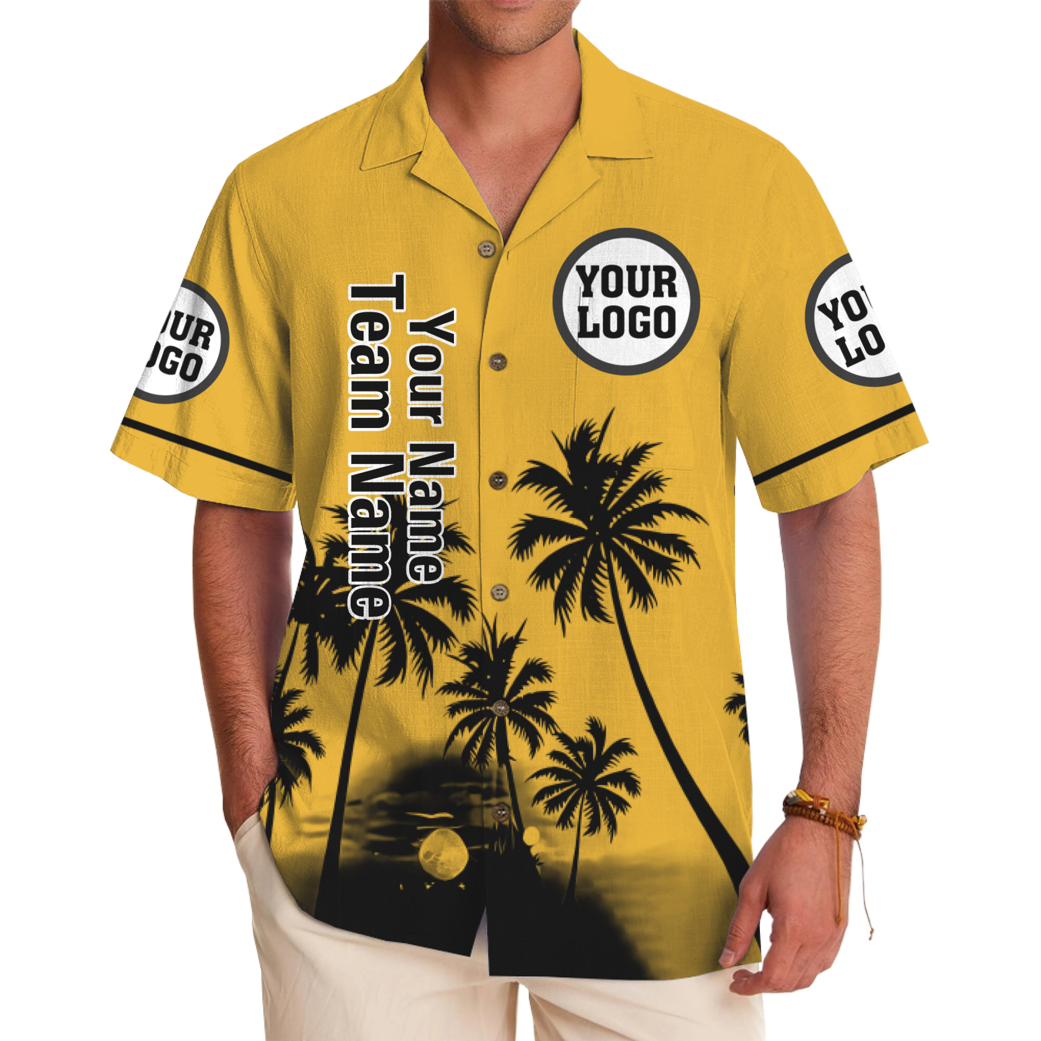 Custom Logo and Team Name Sunset Palm Tree Hawaiian Shirt - variant image 1