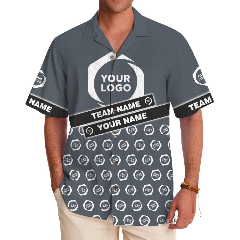 Custom Logo and Team Name Geometric Split Accent Button Up Shirt - variant image 1