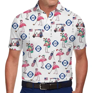Custom Logo Flamingo Golf Polo Shirt With Preview