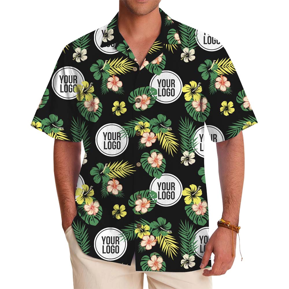 Custom Logo Floral Tropical Aloha Shirt With Preview - variant image 1