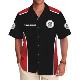 Custom Printed Team Button Up Shirt With Color Logo And Name