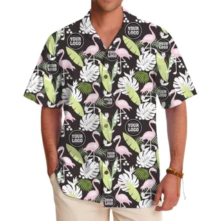 Tropical Flamingo Monstera Leaf Custom Logo Hawaiian Shirt