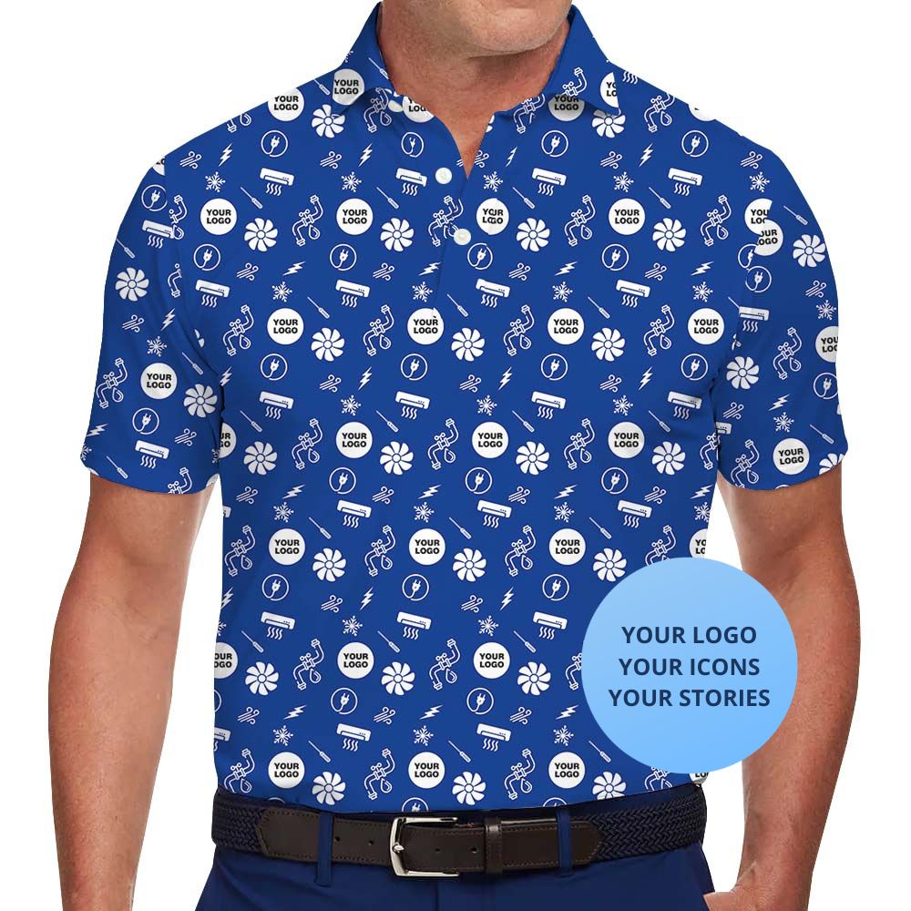 [Logo + Icons] Custom All Over Business Polo Shirt With Preview - variant image 1