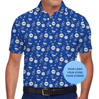 [Logo + Icons] Custom All Over Business Polo Shirt With Preview