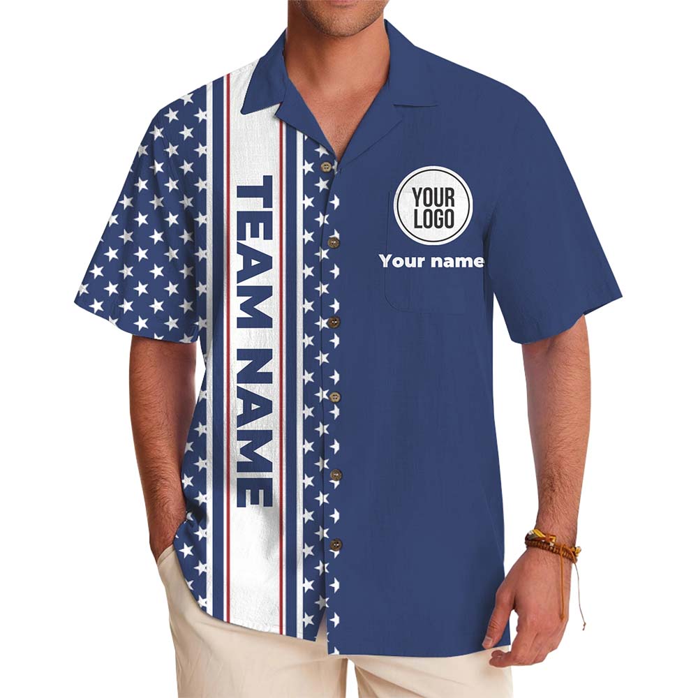 Star Striped Button Up Shirt With Custom Logo And Team Name - variant image 1