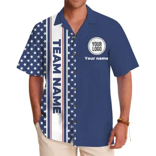 Star Striped Button Up Shirt With Custom Logo And Team Name