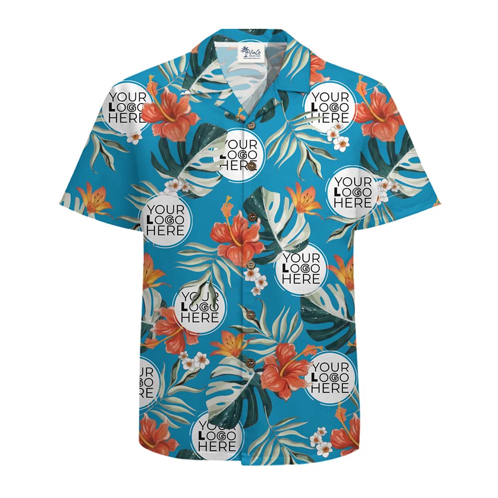 Tropical Hibiscus Custom Company Logo Hawaiian Shirt