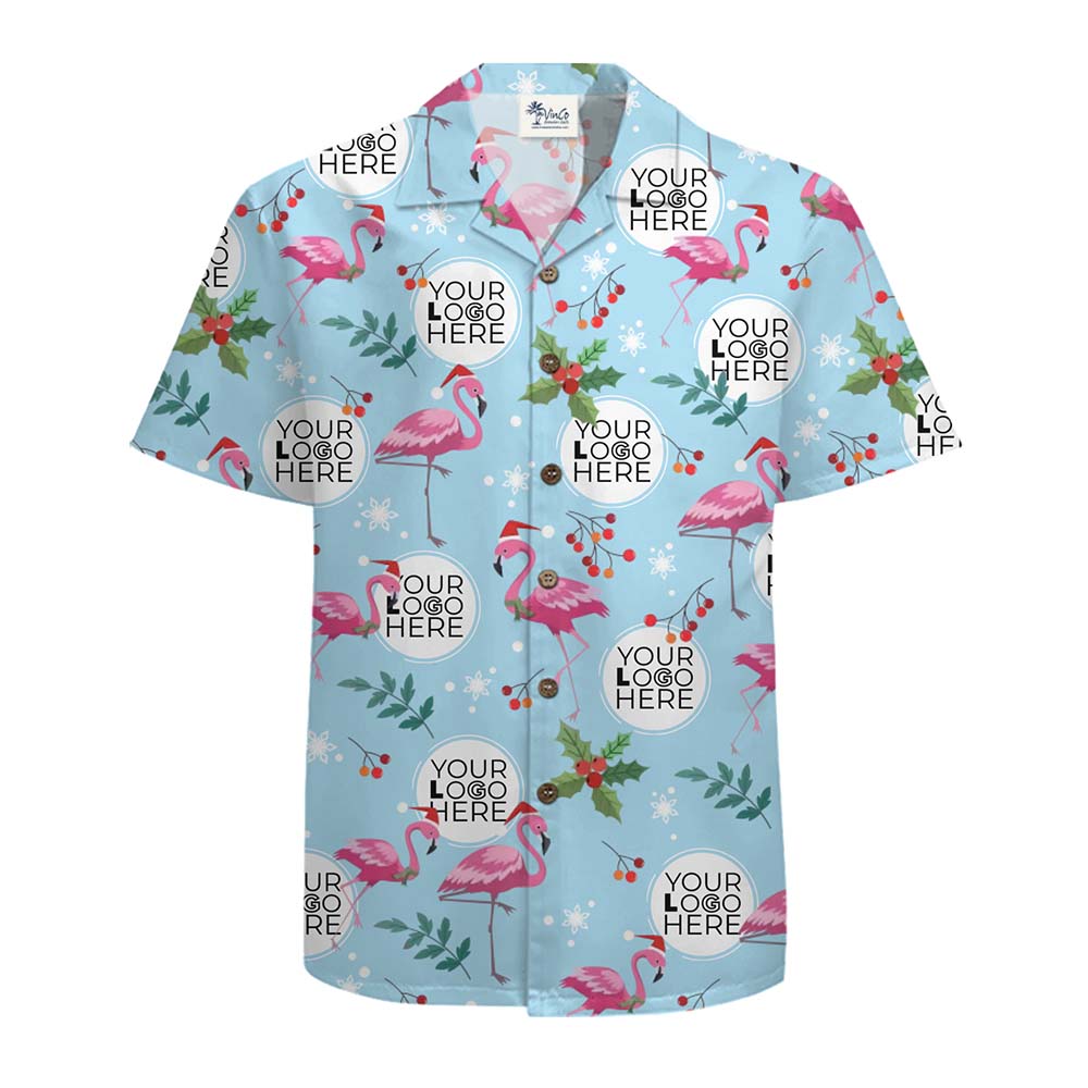 Tropical Flamingo Christmas Hawaiian Shirt with Custom Logo