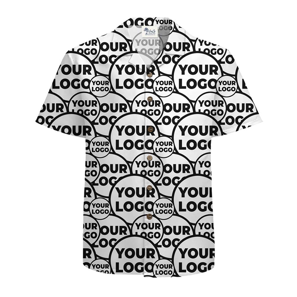 Multiple Custom Logo All Over Print Button Up Shirt