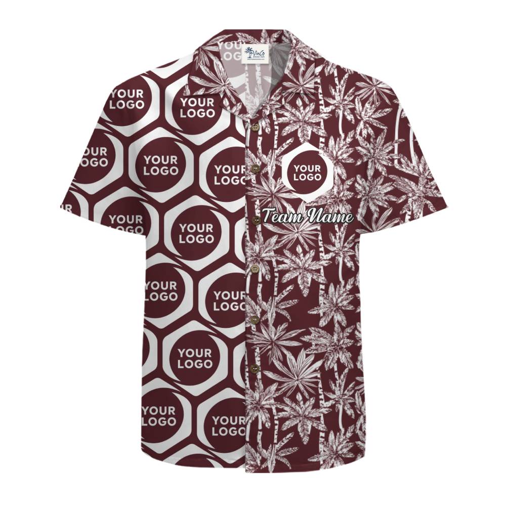 Custom Logo and Team Name Palm Tree Split Pattern Hawaiian Shirt