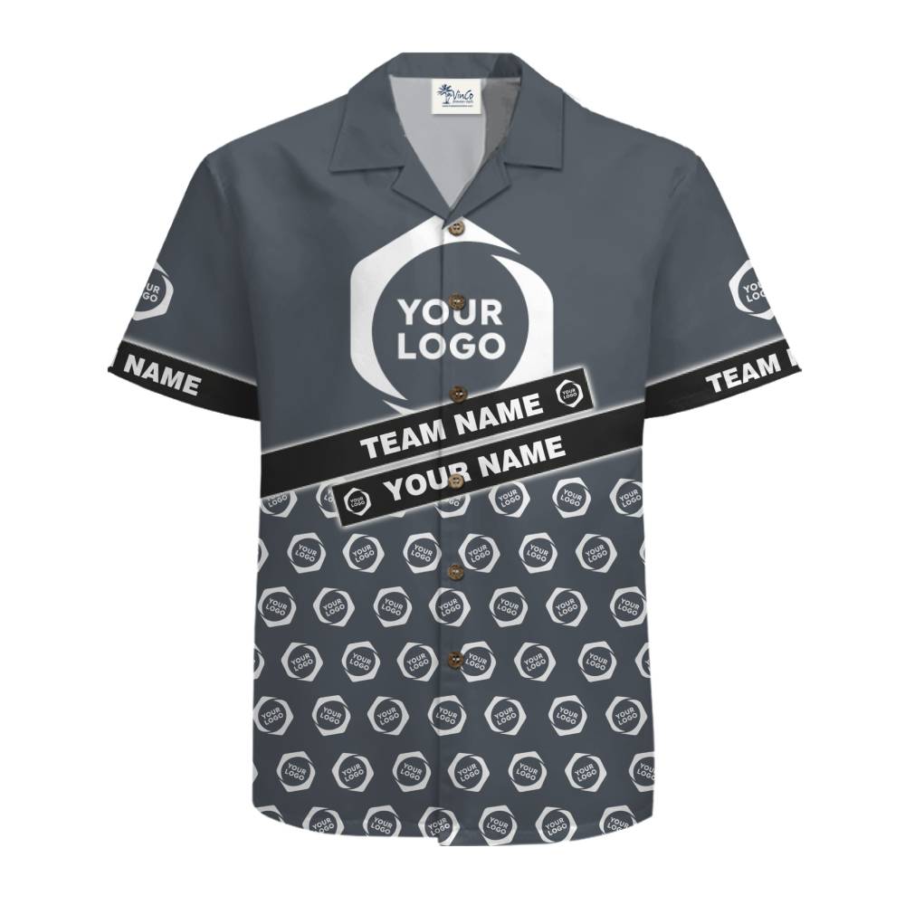Custom Logo and Team Name Geometric Split Accent Button Up Shirt