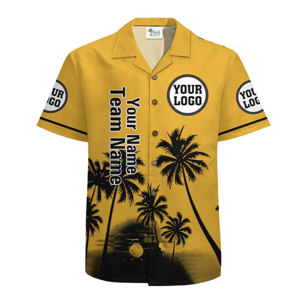 Custom Logo and Team Name Sunset Palm Tree Hawaiian Shirt