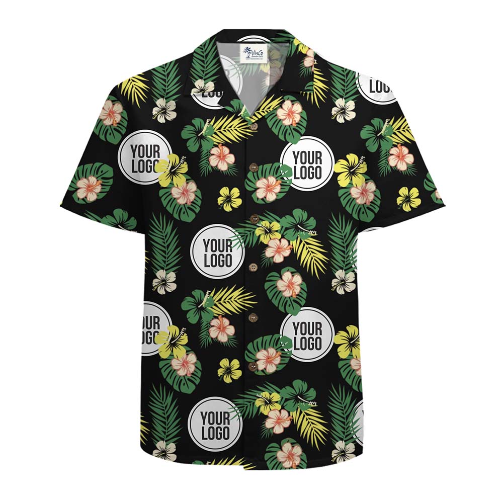 Custom Logo Floral Tropical Aloha Shirt With Preview