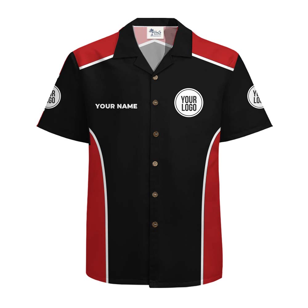 Custom Printed Team Button Up Shirt With Color Logo And Name