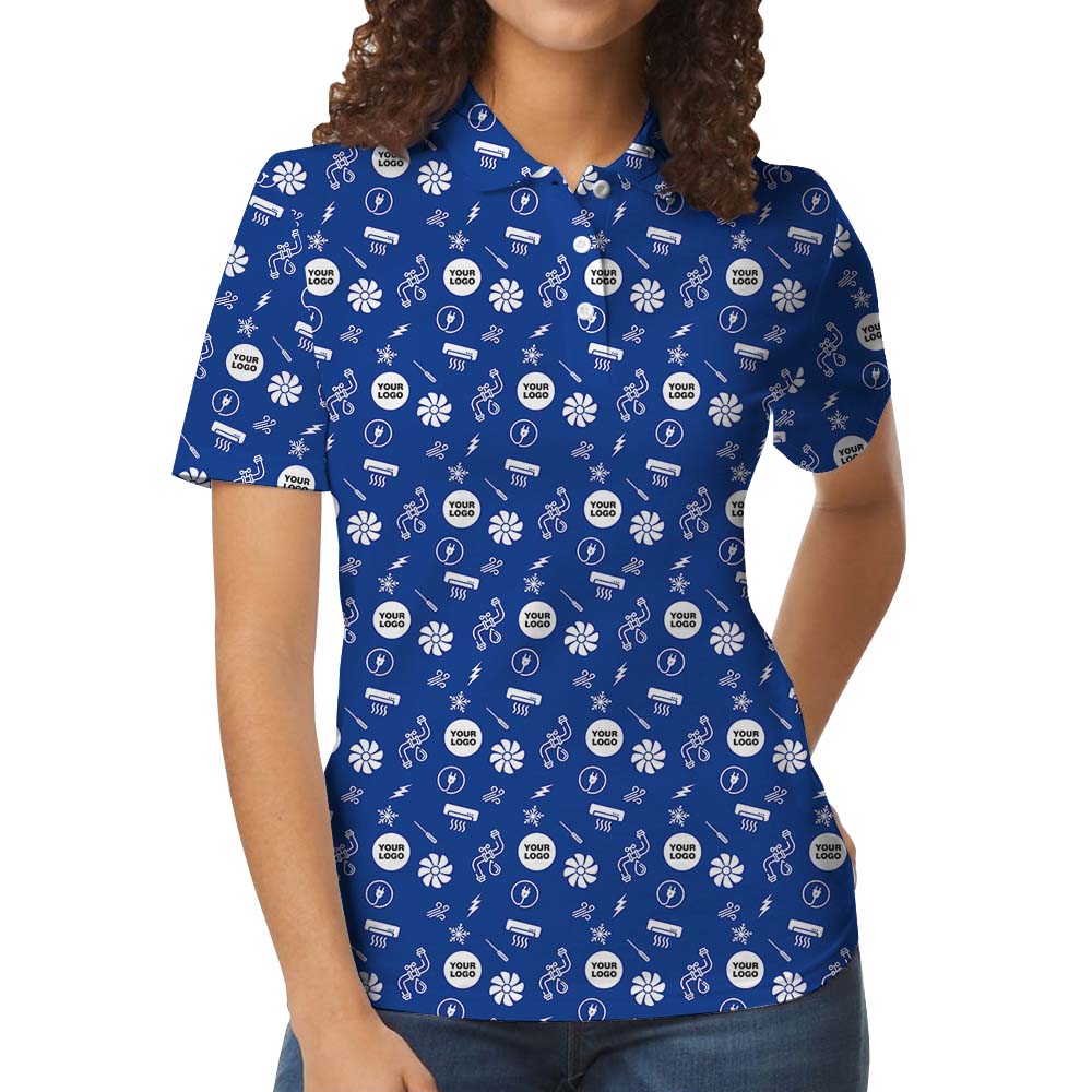 [Logo + Icons] Custom All Over Business Polo Shirt With Preview