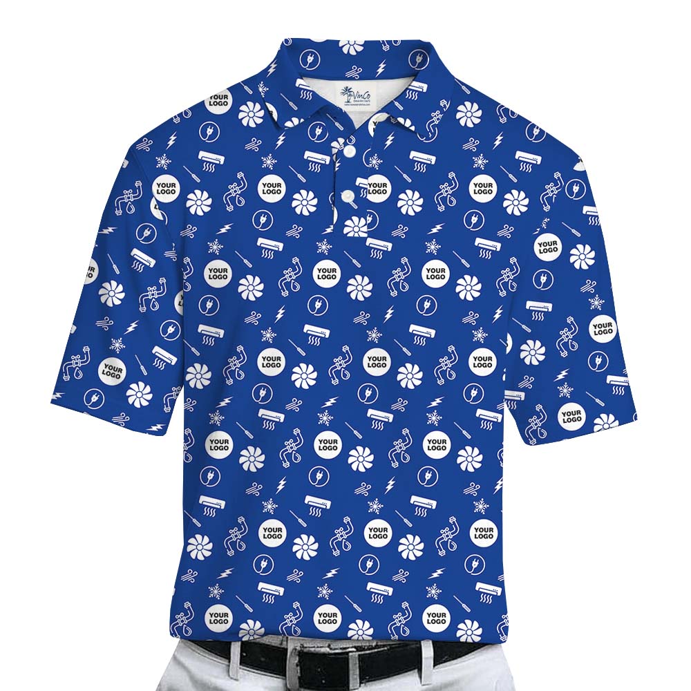 [Logo + Icons] Custom All Over Business Polo Shirt With Preview