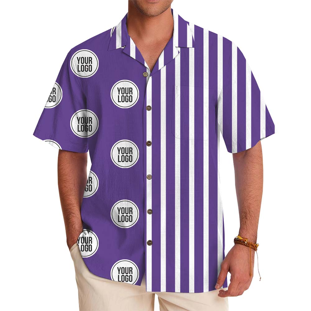 Custom Logo Striped Hawaiian Shirt With Preview - variant image 1