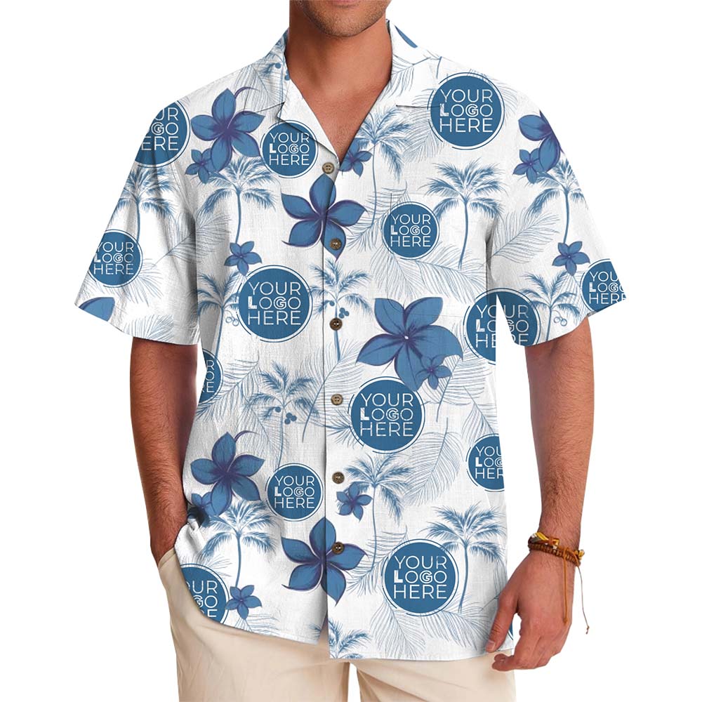 Elegant Floral Hawaiian Shirt With Logo And Preview - variant image 1