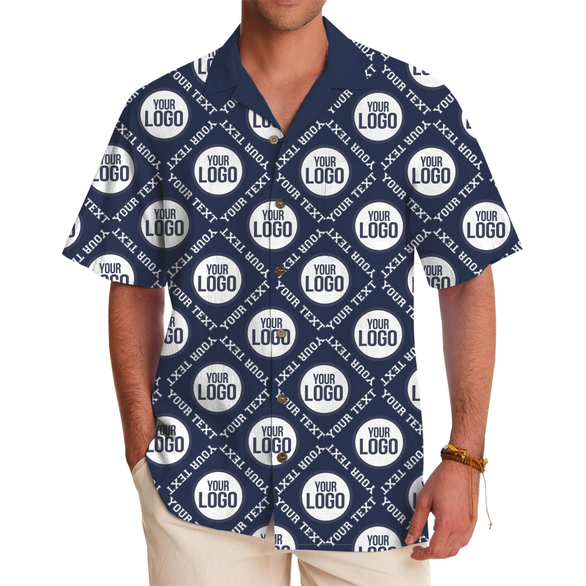 Custom Logo and Text Square Grid Hawaiian Shirt Uniform - variant image 1
