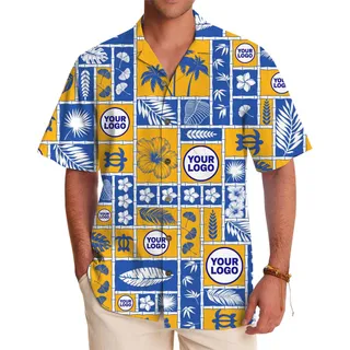 Customized Logo Floral Island Hawaiian Shirt With Preview