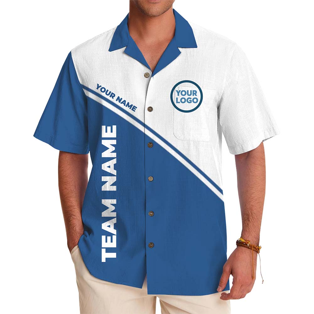 Custom Logo And Name Color Block Hawaiian Shirt With Preview - variant image 1
