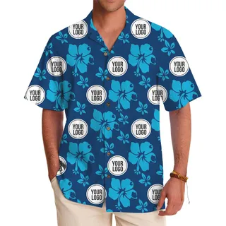 Custom Logo Floral Hawaiian Shirts for Group Trips and Events