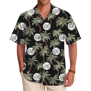 Palm Tree Custom Logo Hawaiian Shirt With Preview