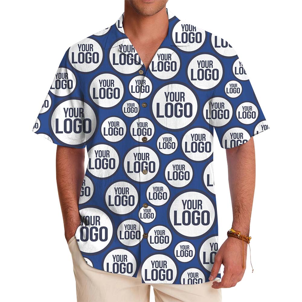 Custom All Over Logo Print Hawaiian Shirt With Preview - variant image 1