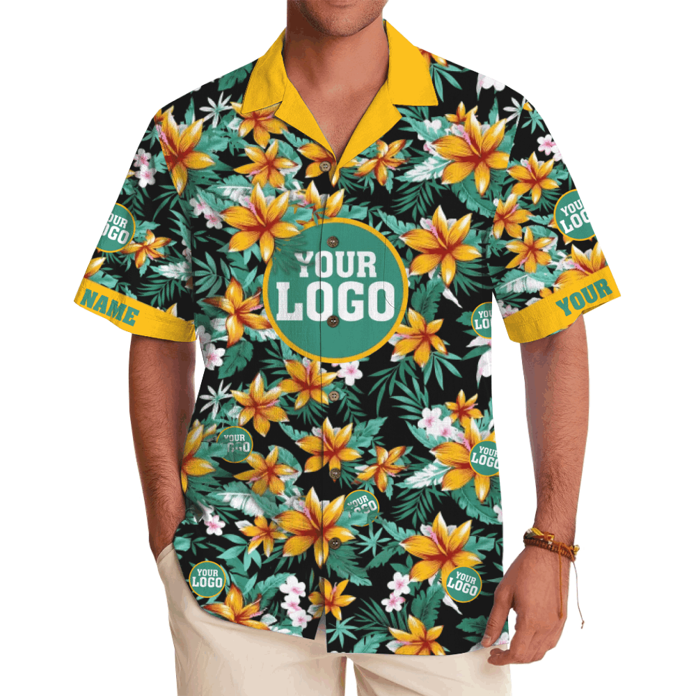 Tropical Floral Custom Logo Aloha Shirt With Preview - variant image 1
