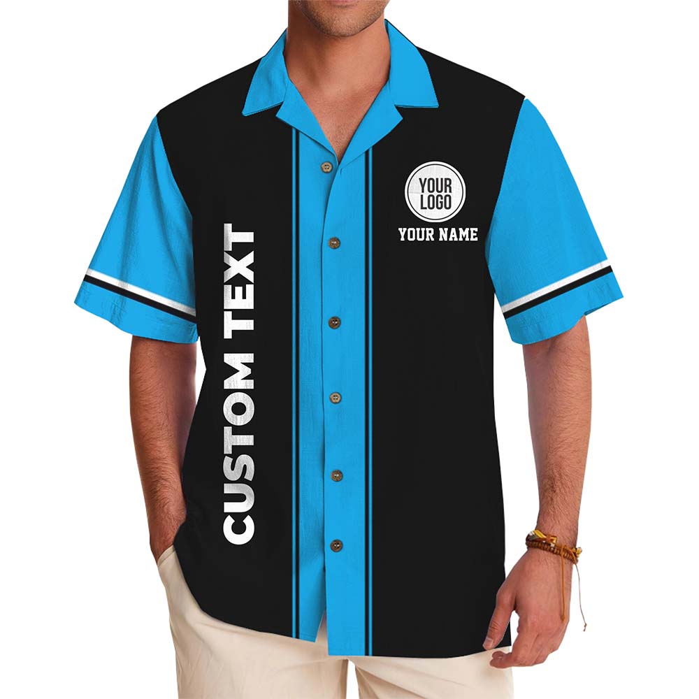 Personalized Striped Team Button Up Shirt With Name And Logo - variant image 1
