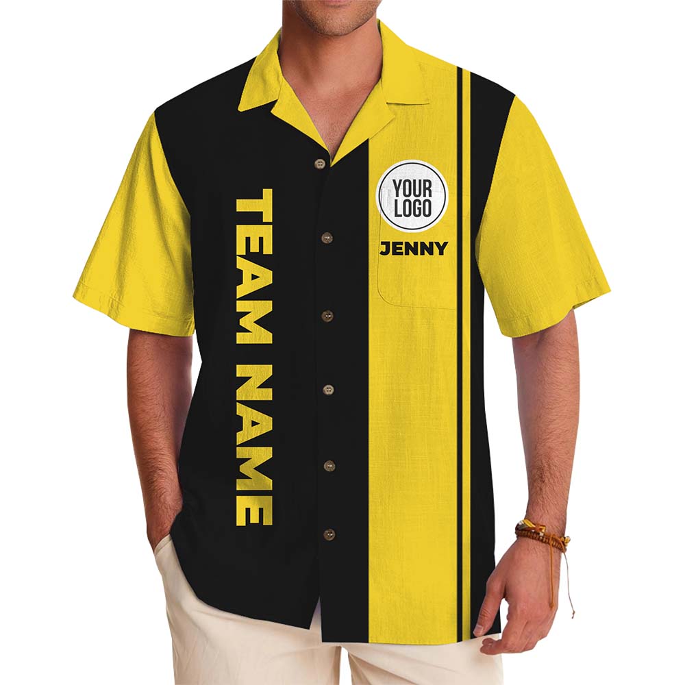 Personalized Team Stripe Hawaiian Shirt With Logo And Text - variant image 1