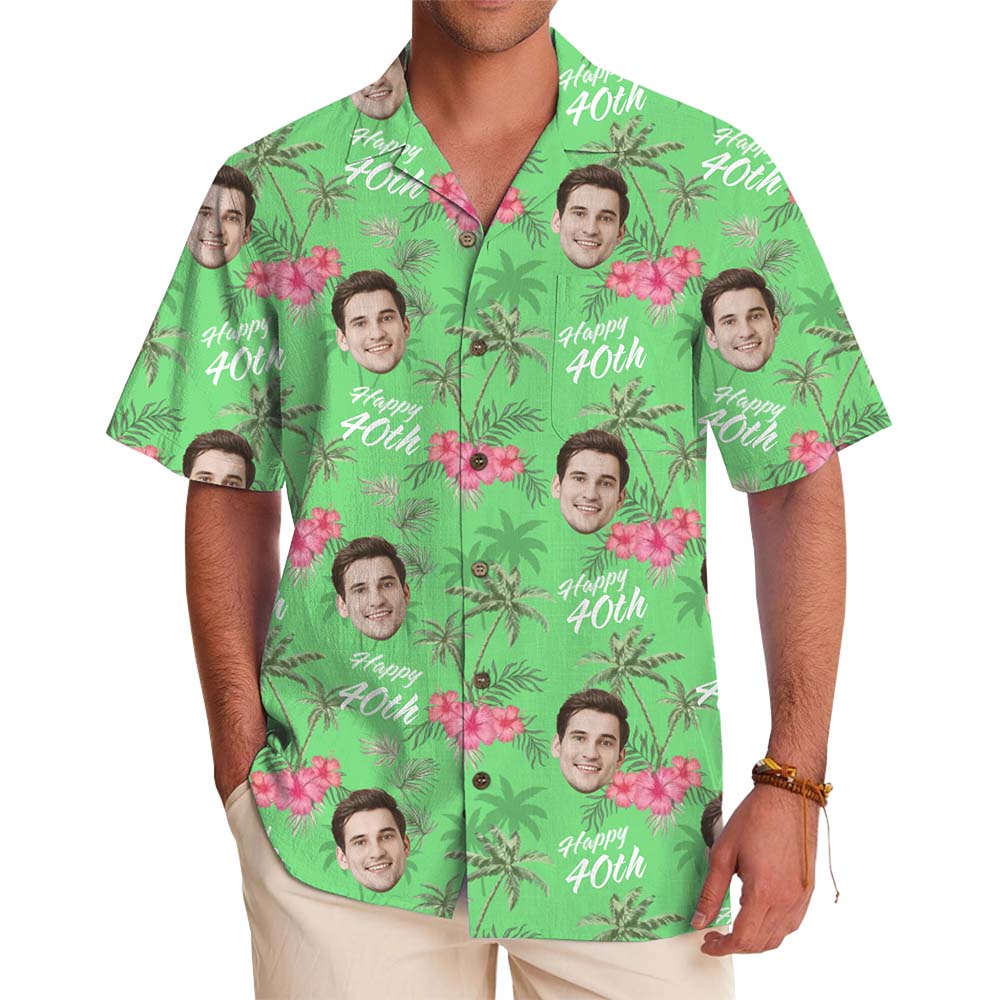 Personalized Birthday Party Hawaiian Shirt With Face And Age - variant image 1