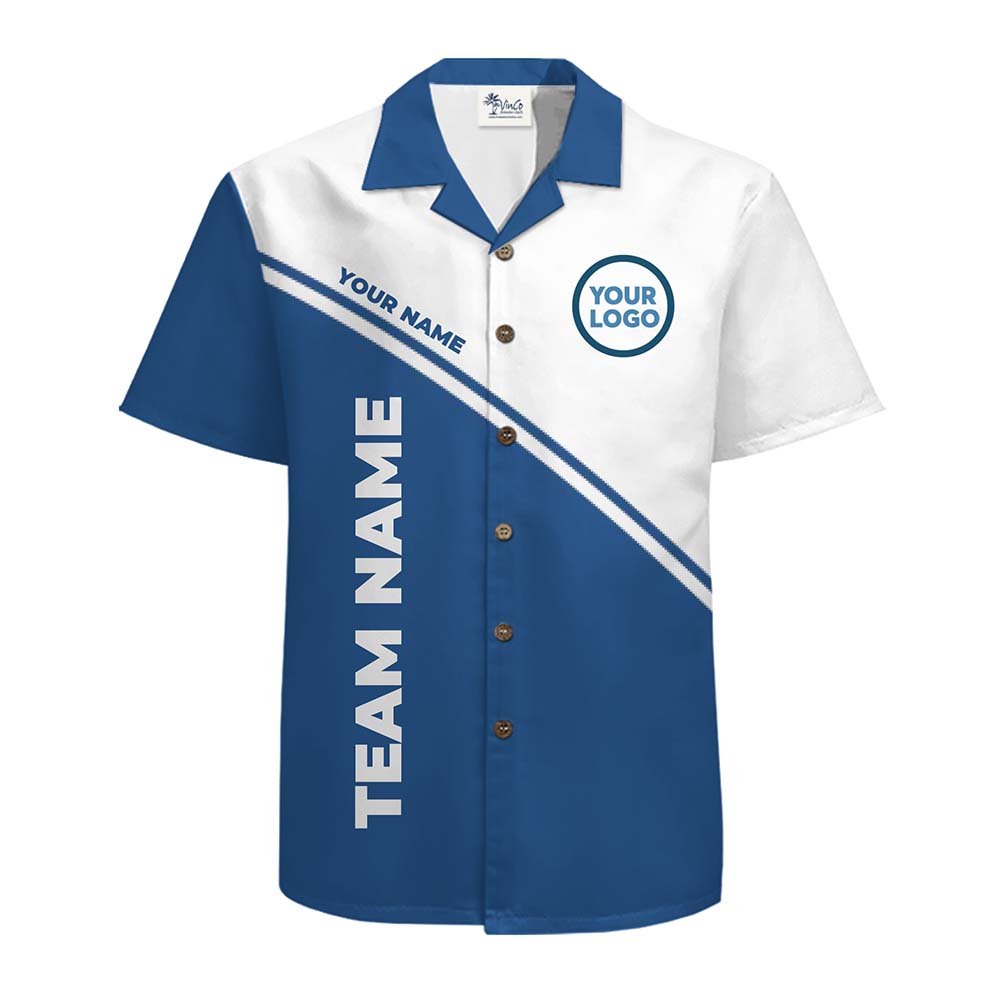 Custom Logo And Name Color Block Hawaiian Shirt With Preview