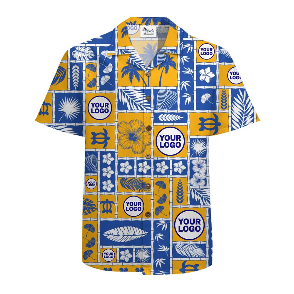 Customized Logo Floral Island Hawaiian Shirt With Preview