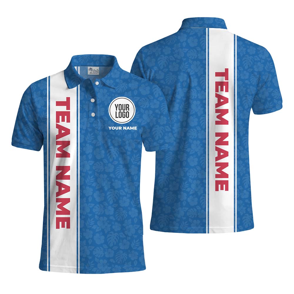 Personalized Tropical Team Polo Shirt With Logo And Name