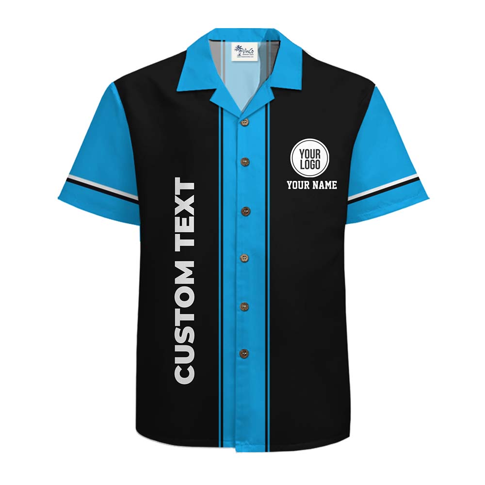 Personalized Striped Team Button Up Shirt With Name And Logo