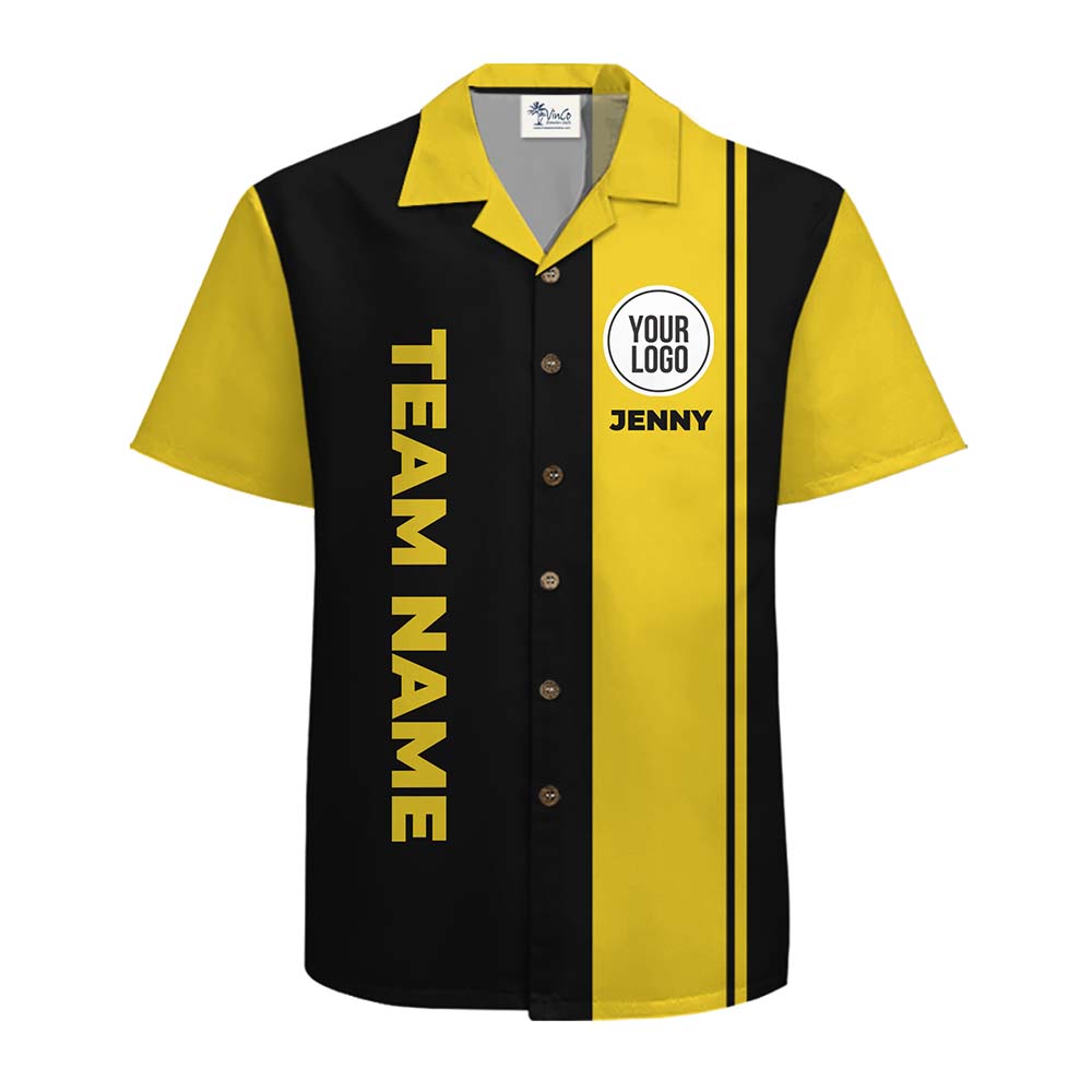 Personalized Team Stripe Hawaiian Shirt With Logo And Text