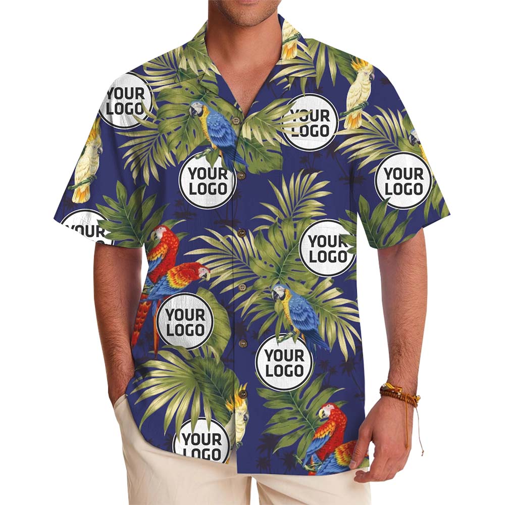 Custom Logo Tropical Parrot Hawaiian Shirt With Preview - variant image 1