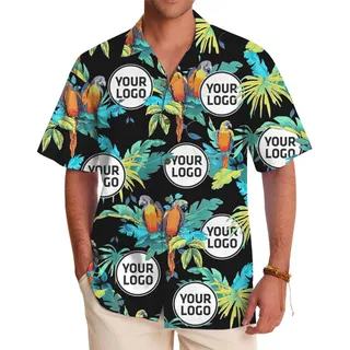 Custom Logo Island Parrot Button Up Shirt
